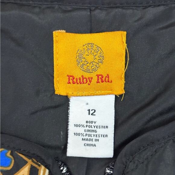 Ruby Rd. Women's Quilted Black Floral Bomber Jacket Size 12 - Picture 2 of 7